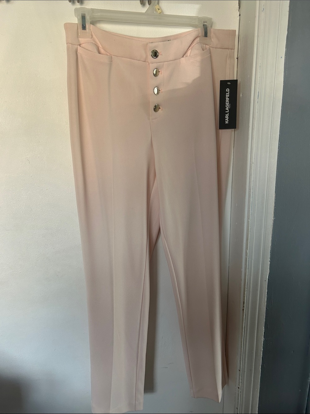 NEW Pale Pink Karl Lagerfeld Slacks with Gold Buttons
